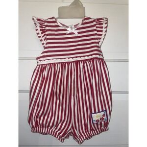 Vintage Carter's Girl Infant Summer Romper Red & White‎ Stripes 6-9 Months